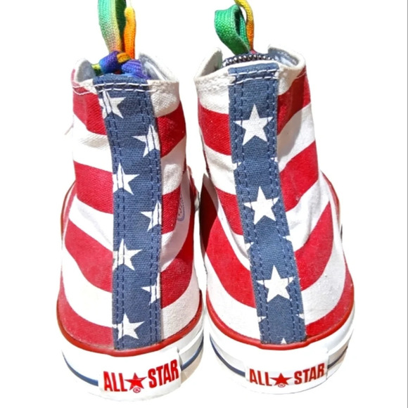 Vintage Chuck Taylor High Top Converse Stars & Stripe Patriotic Flag USA Size 11 - Picture 5 of 10